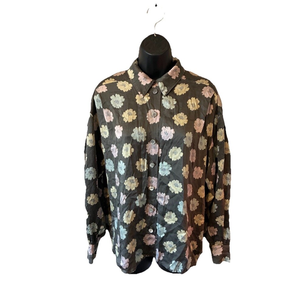 Escada Vintage Silk Blouse Pastel Floral Print Size 44